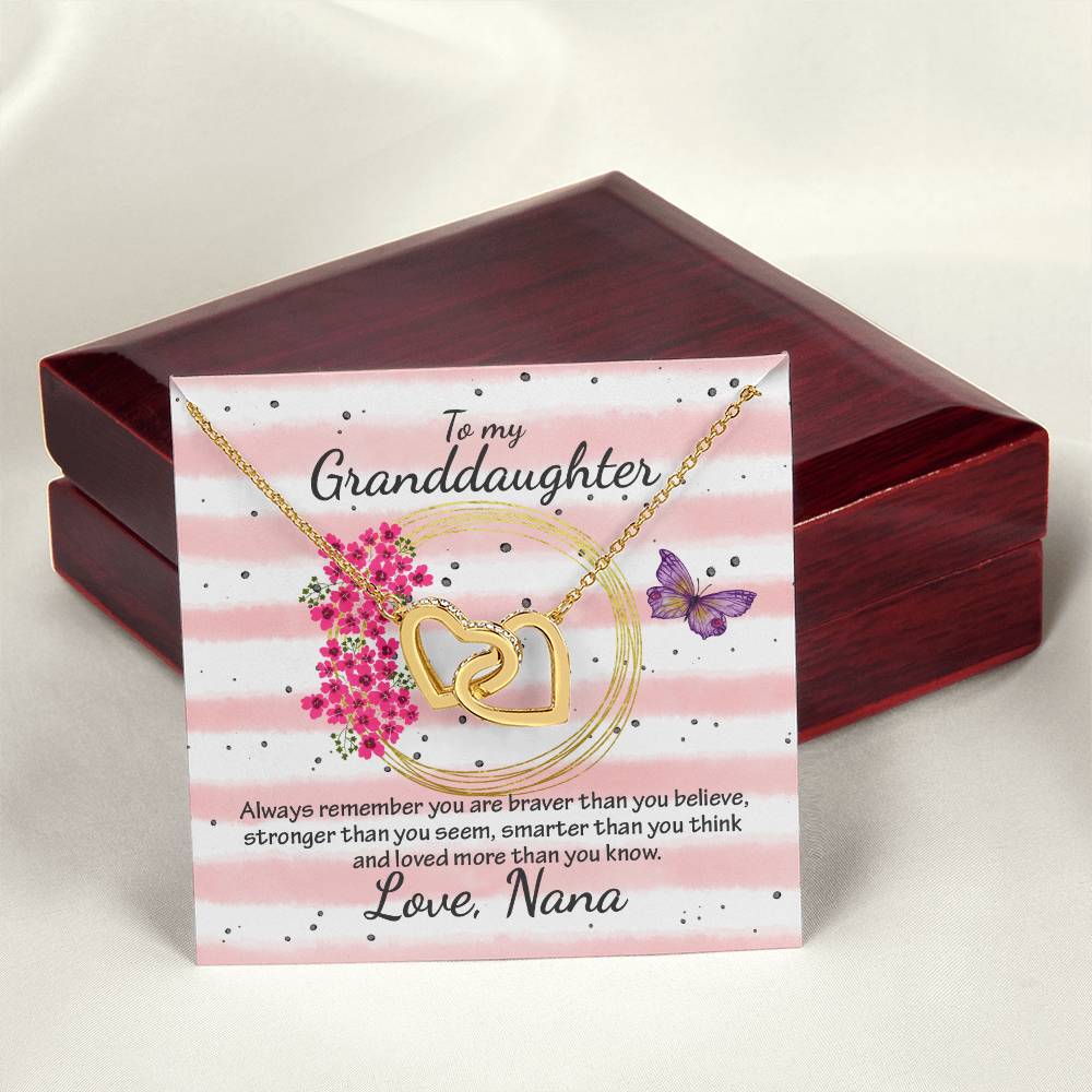 Interlocking Heart Necklace - From Nana To My Granddaughter Interlocking Hearts Necklace