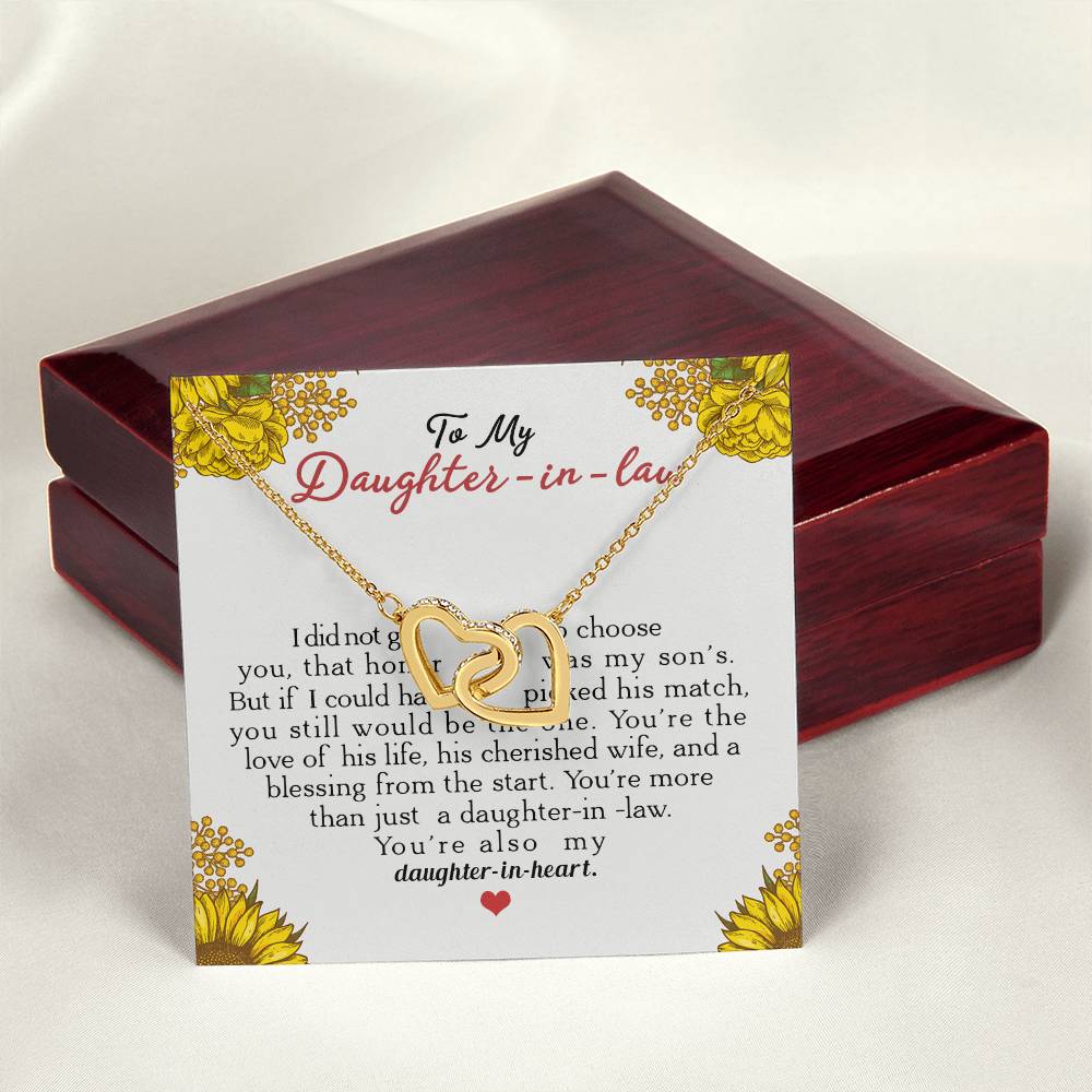 To My Daughter-In-Law You'Re Also My Daughter In Heart Interlocking Hearts Necklace