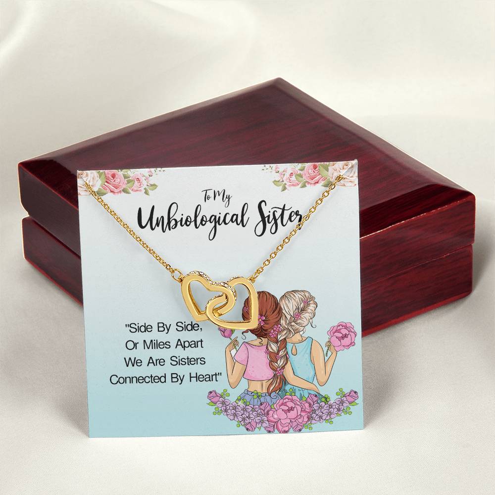 Unbiological Sister- Soul Sisters Necklace Bff Necklace Best Friend Gift Jewelry Interlocking Hearts Necklace