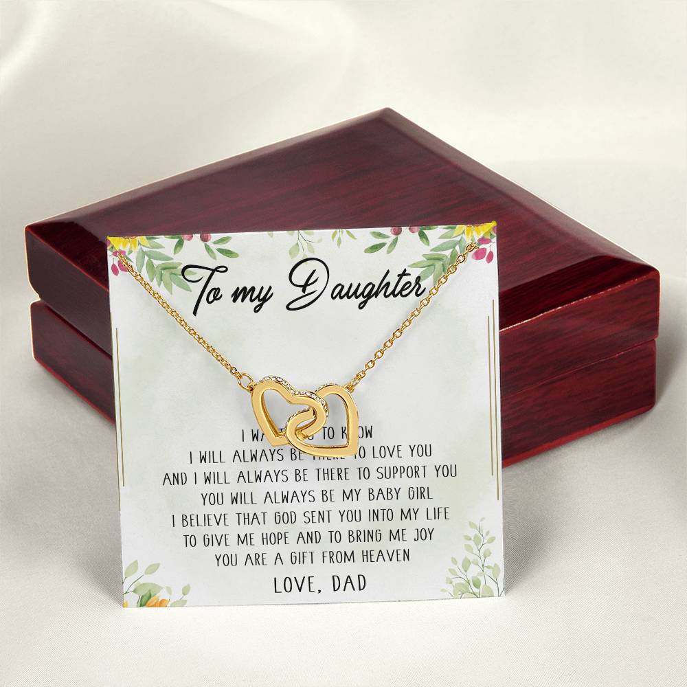 To My Daughter Interlocking Hearts Necklace Message Card
