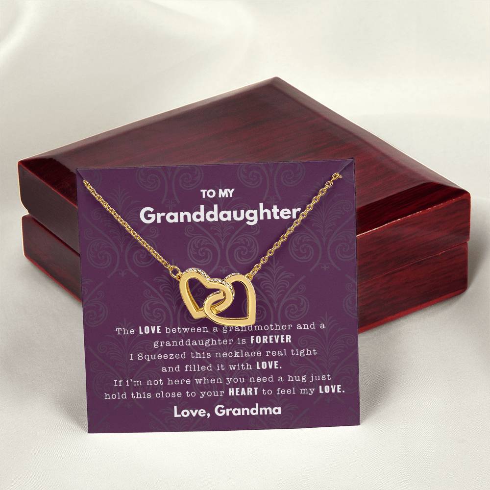 To My Granddaughter - Filled With Love - Necklace Interlocking Hearts Necklace