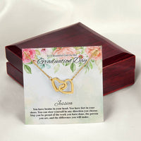 To A Beautiful Girl On Her Graduation Day Flowery Interlocking Hearts Interlocking Hearts Necklace