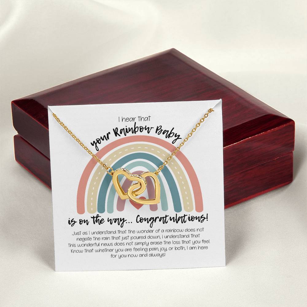 Rainbow Baby Necklace Interlocking Hearts Necklace