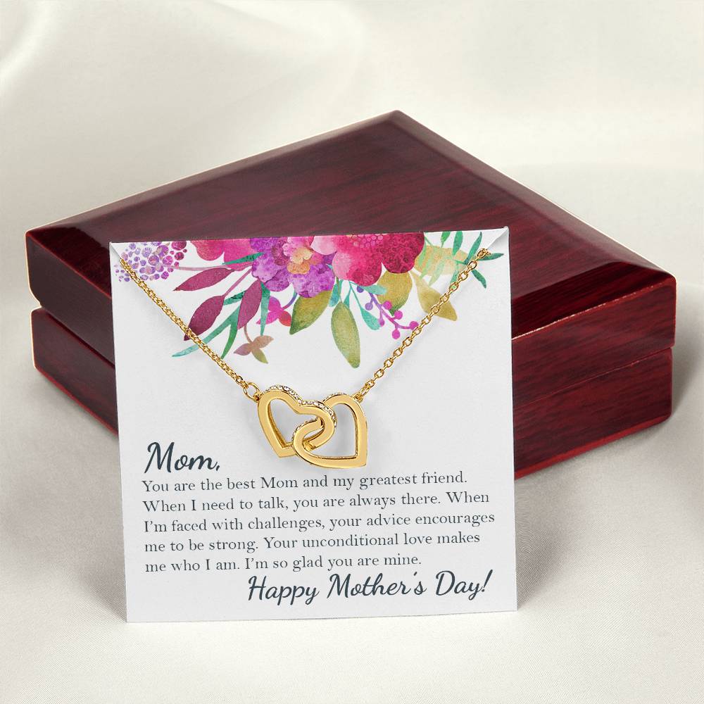 Happy Mother'S Day - To The Best Mom Interlocking Hearts Necklace