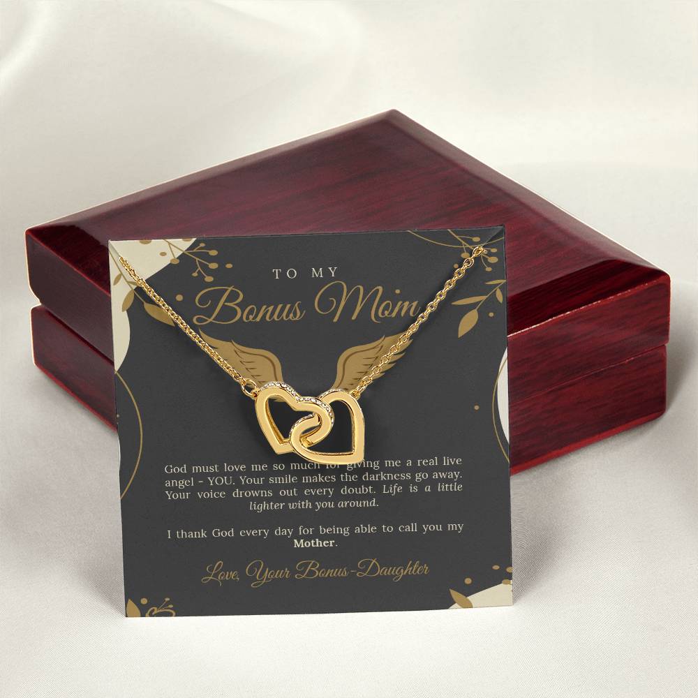 To My Bonus Mom Interlocking Hearts Necklace
