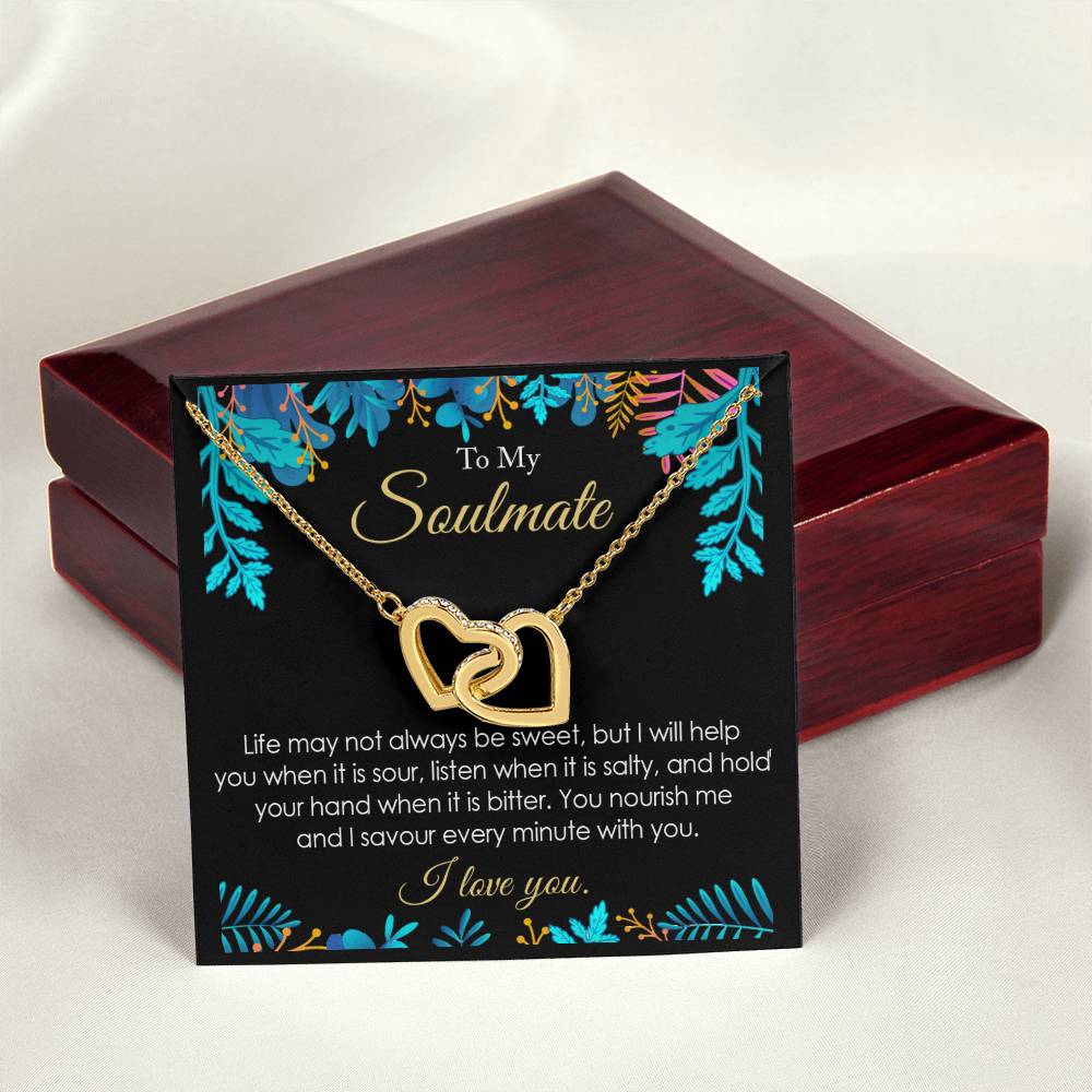 Soulmate Sweet And Sour Life Necklace Gift Friend Partner Relative Interlocking Hearts Necklace
