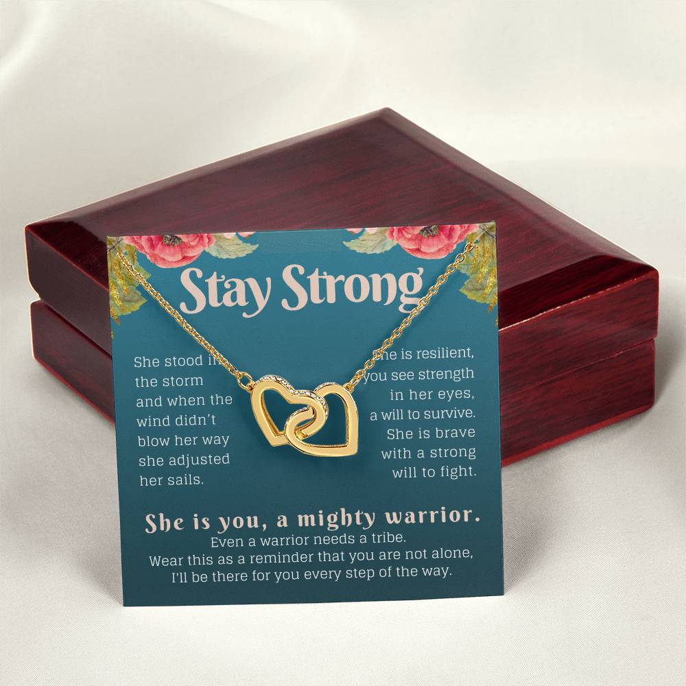 Stay Strong Recovery Gift Necklace Interlocking Hearts Necklace