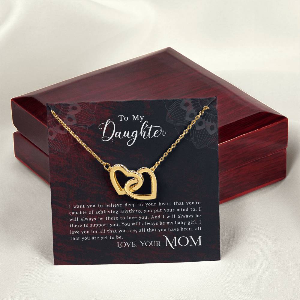 Collection Daughter - You Are Capable Of Achieving Anything Interlocking Hearts Necklace