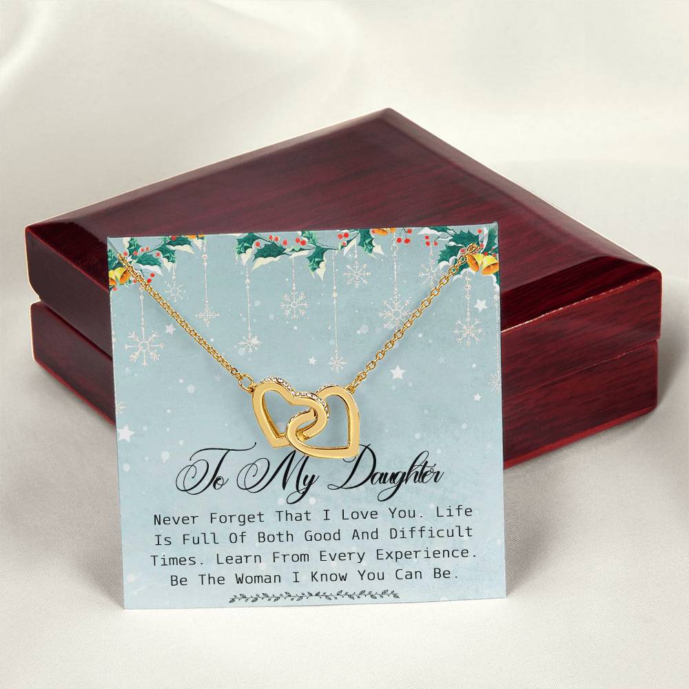 To My Daughter Interlocking Hearts Necklace Message Card