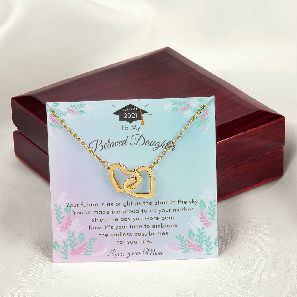 Two Hearts To My Beloved Daughter Necklace Interlocking Hearts Necklace