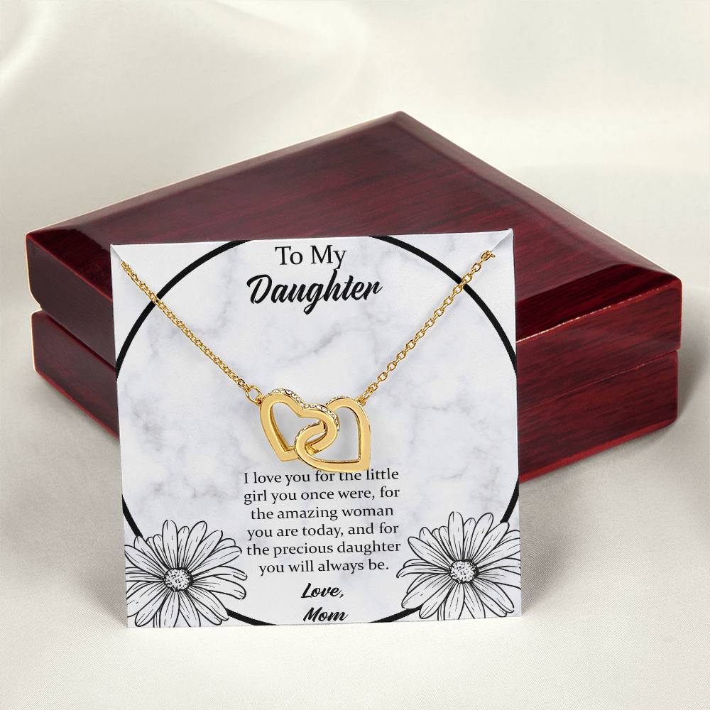 To My Daughter I Love You For The - Love Mom Interlocking Hearts Necklace