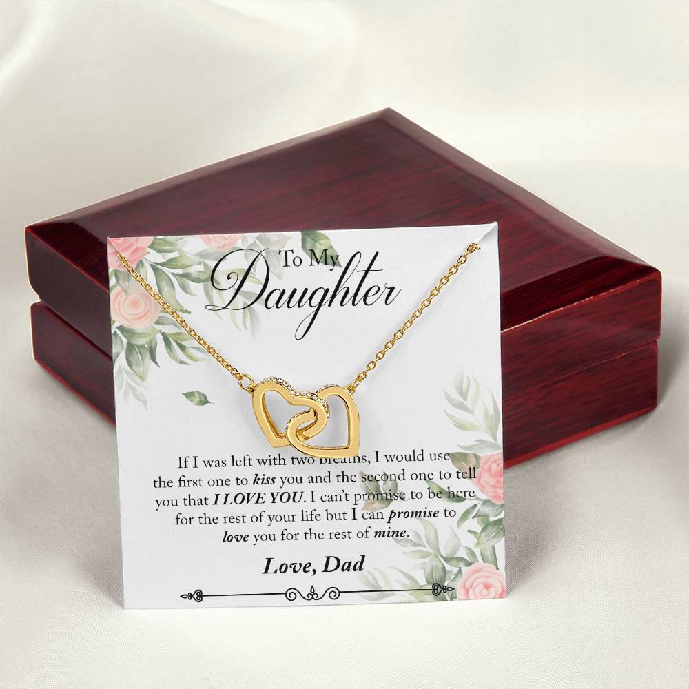 To My Daughter - I Promise To Love You For The Rest Of My Life Interlocking Hearts Necklace