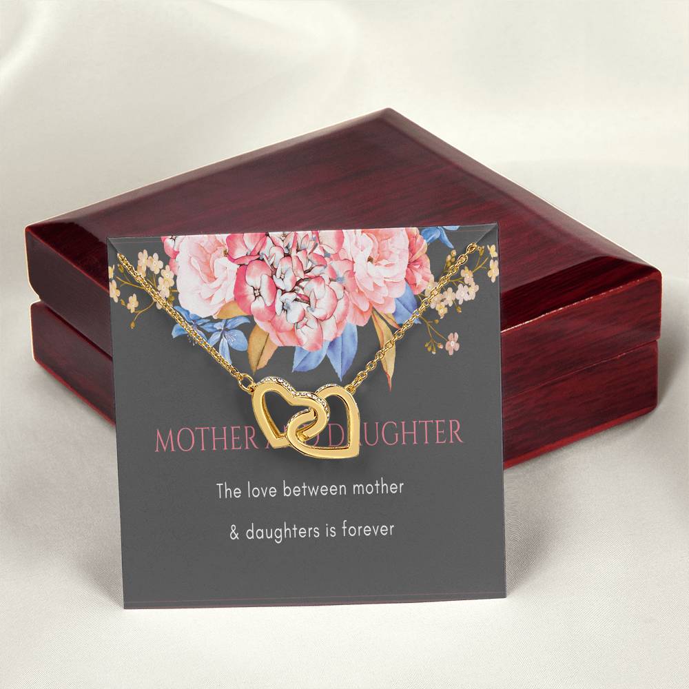 Mom 2 Daughters Necklace Mothers Day Jewelry Gift Interlocking Hearts Necklace