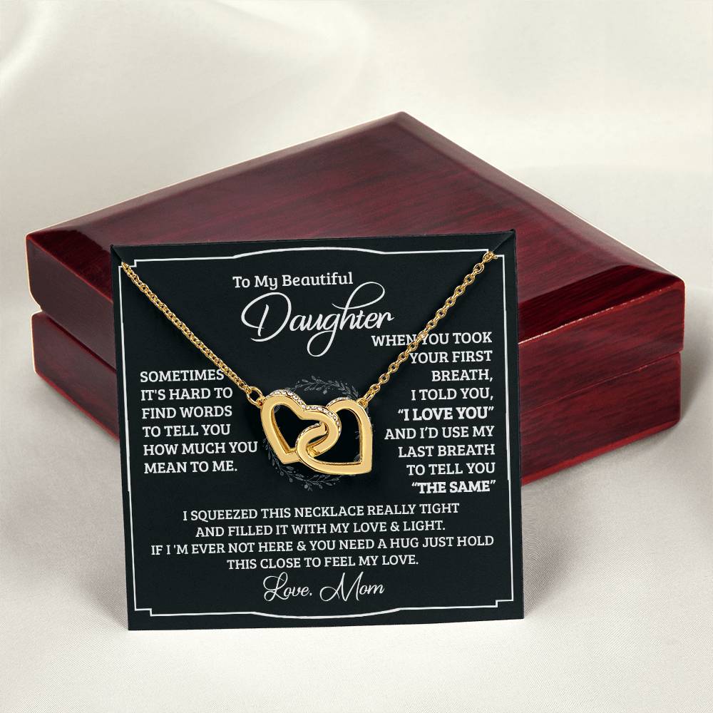 To My Beautiful Daughter - Interlocking Heart Necklace Interlocking Hearts Necklace