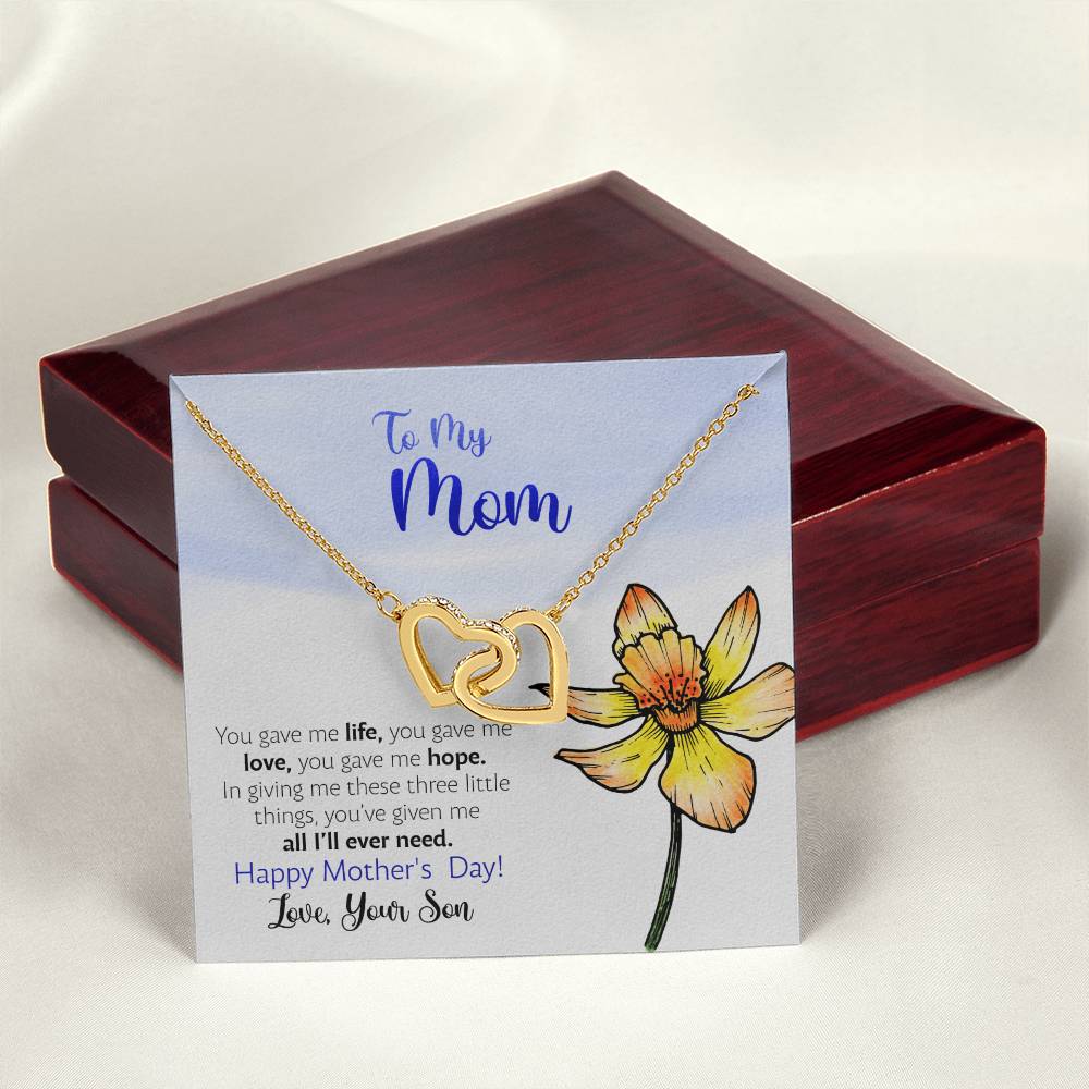 Mother'S Day From Son - You Gave Me Life - Interlocking Hearts Necklace