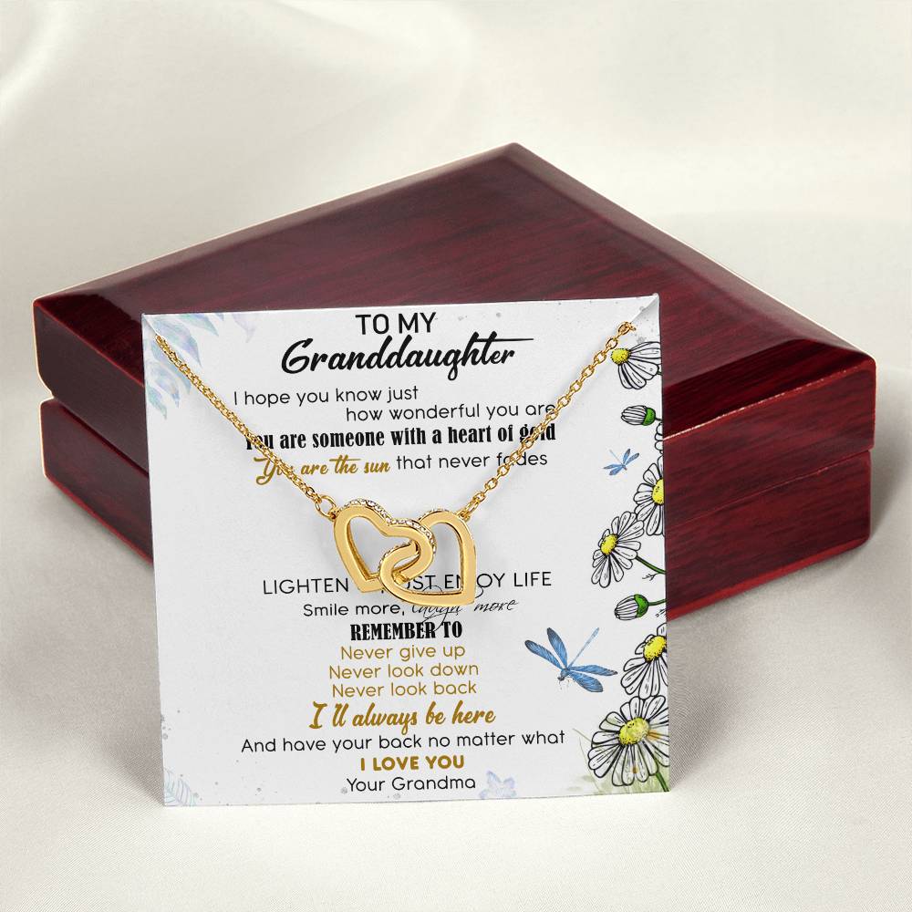 To My Granddaughter Interlocking Hearts Necklace Message Card