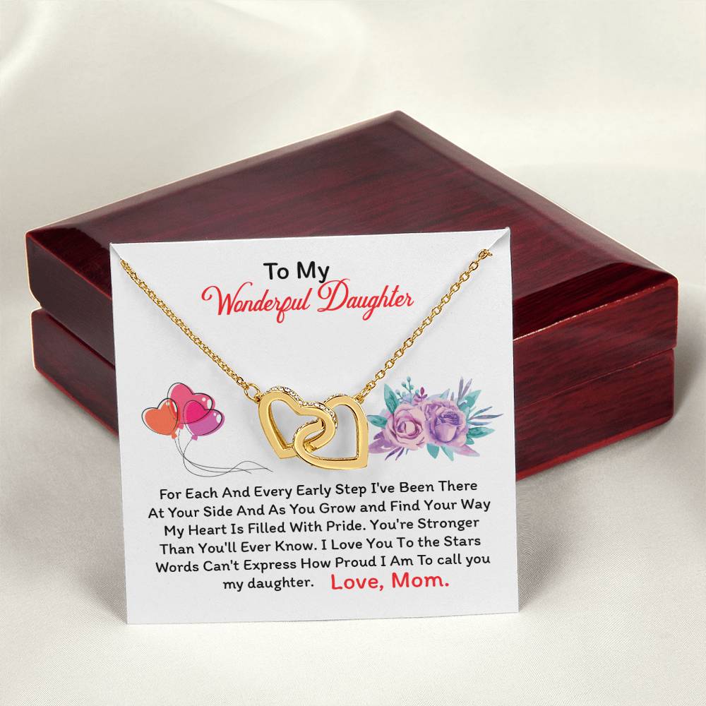 To My Daughter - Black Friday Special Interlocking Hearts Necklace