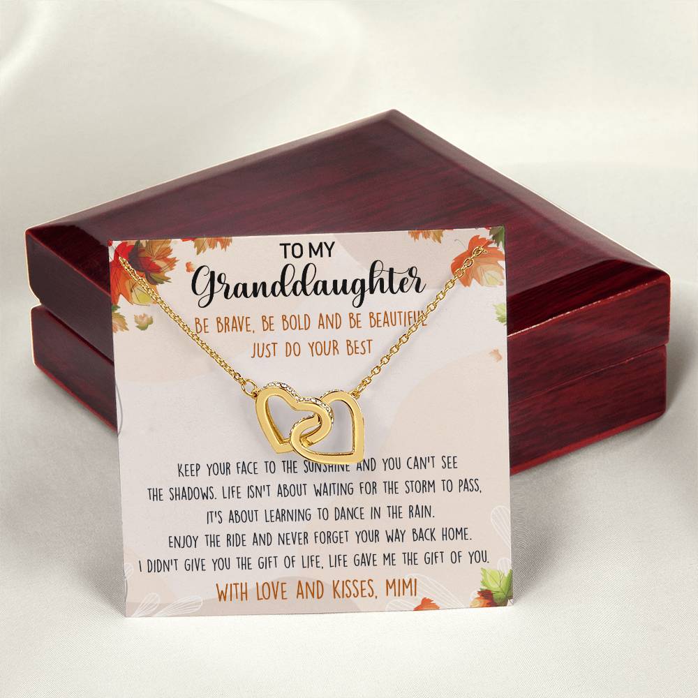 To My Granddaughter Interlocking Hearts Necklace Message Card