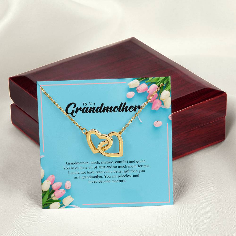 To My Grandmother- You Are Priceless Interlocking Necklace Interlocking Hearts Necklace