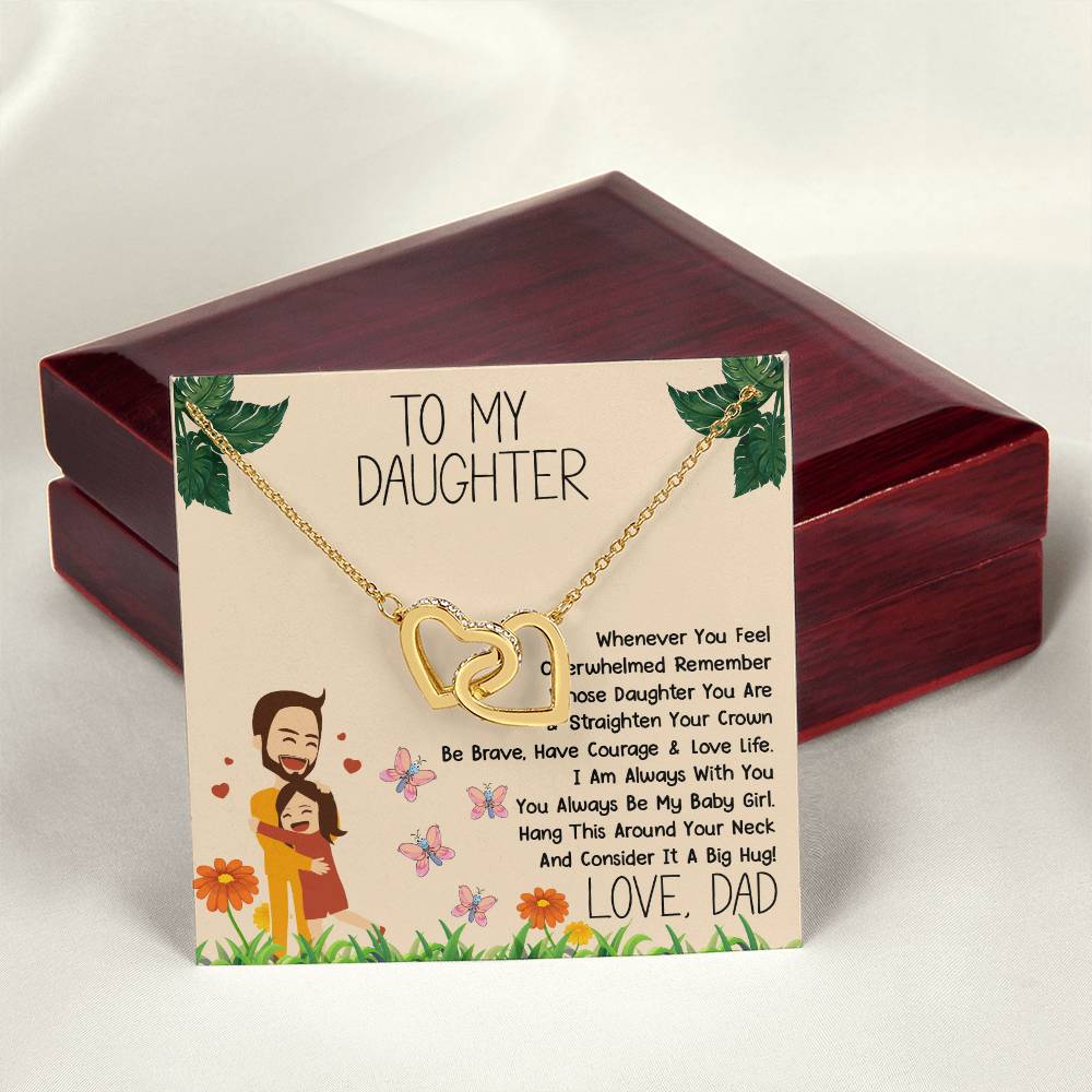 To My Daughter Love Dad Necklace Interlocking Hearts Necklace