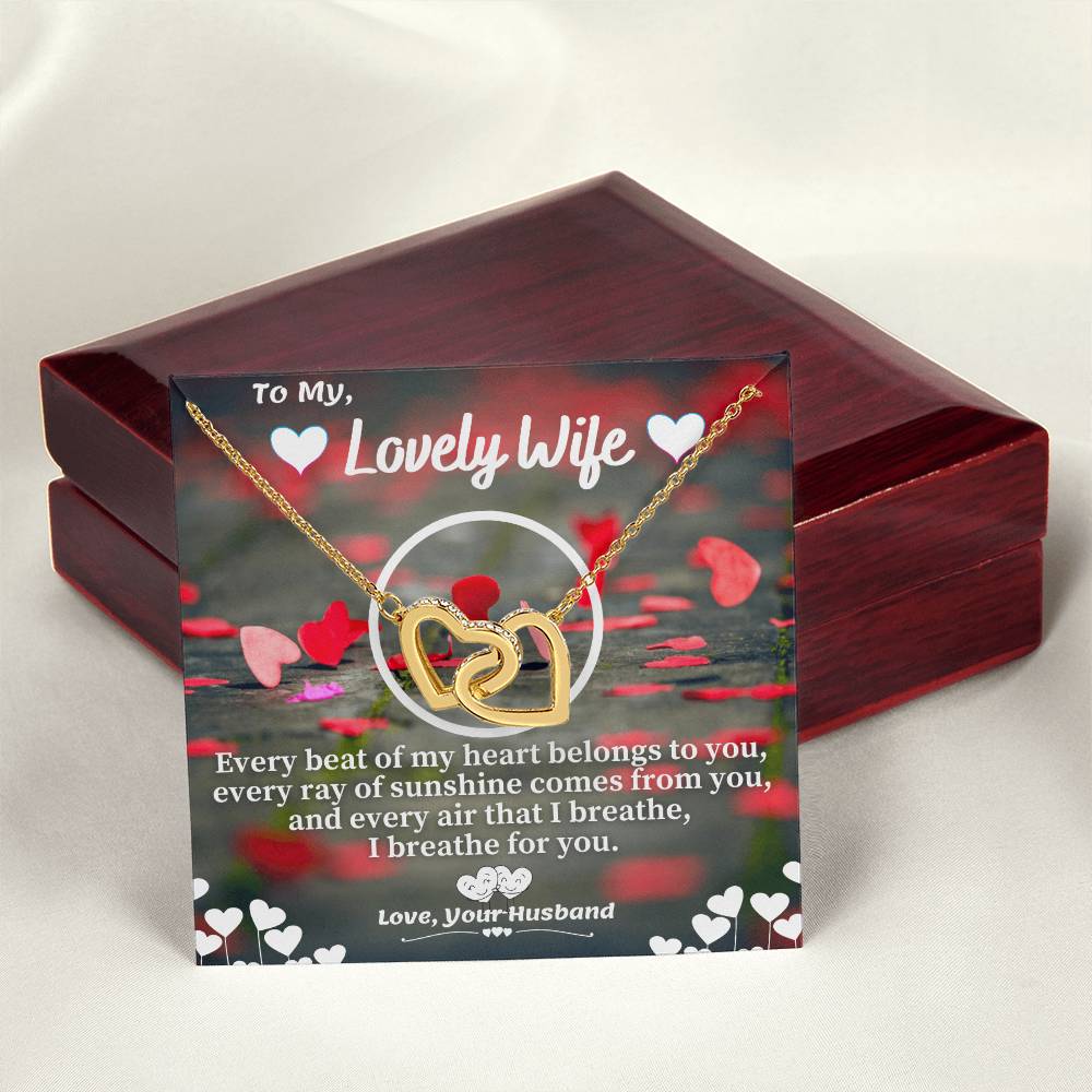 Husband To Wife Necklace Gift With Message Card Interlocking Hearts Necklace