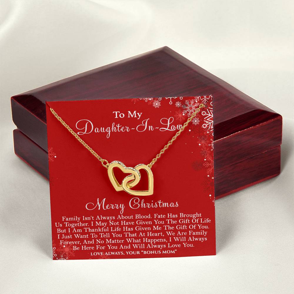 To My Daughter-In-Law Merry Christmas - Life Has Given Me The Gift Of You - Hearts Necklace Interlocking Hearts Necklace