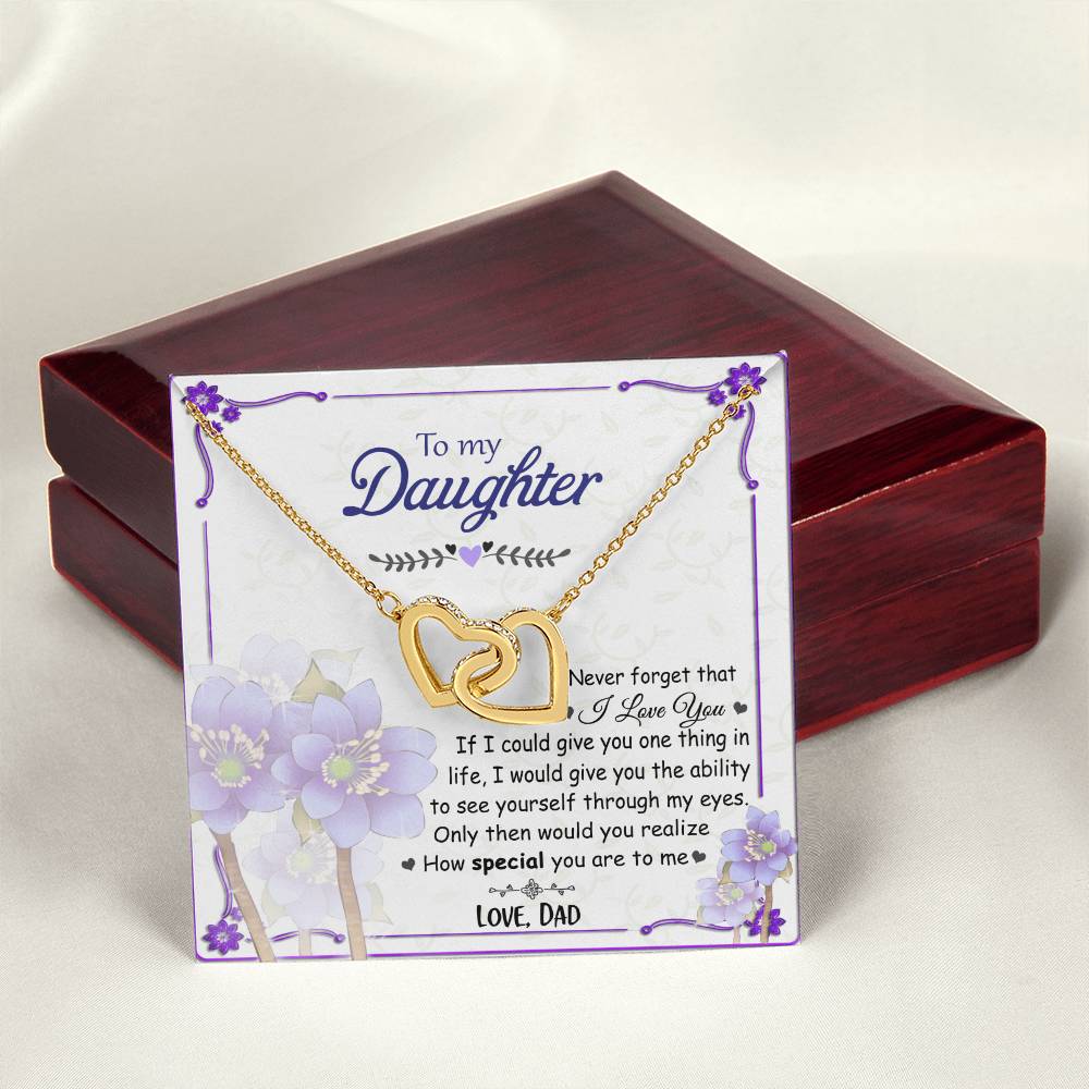 To My Daughter - Never Forget - Interlocked Hearts Necklace Interlocking Hearts Necklace