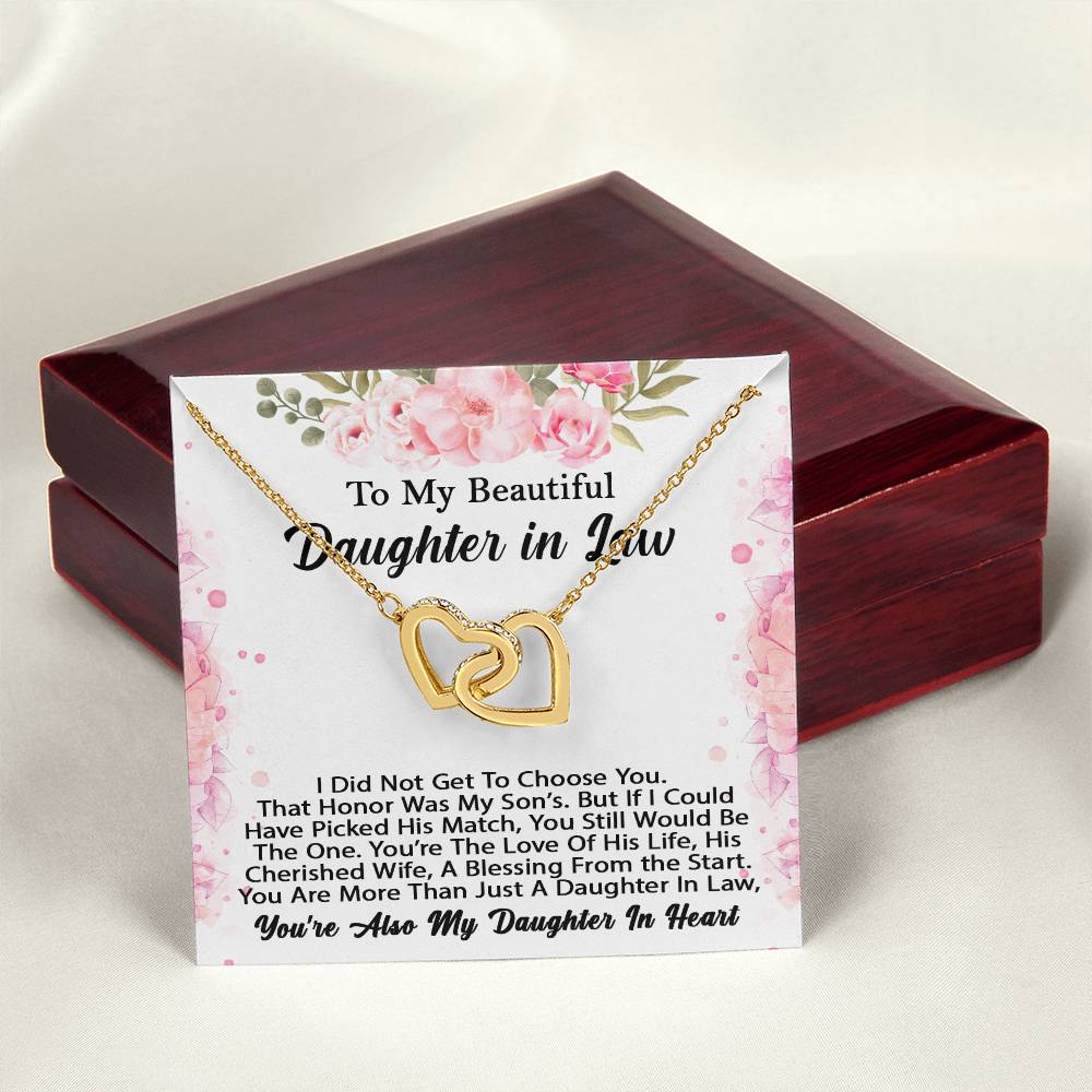To My Beautiful Daughter In Law You Are My Daughter In Heart Necklace - Perfect Gift Interlocking Hearts Necklace