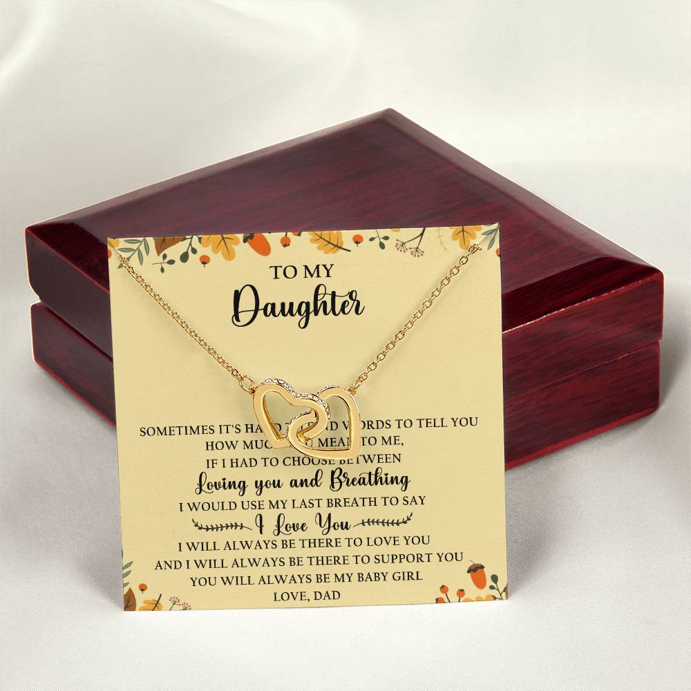 To My Daughter Interlocking Hearts Necklace Message Card