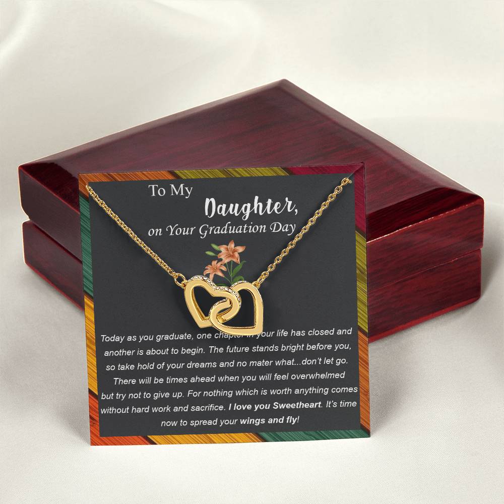 To My Daughter On Your Graduation Day Heart Lock Necklace From Parent Interlocking Hearts Necklace