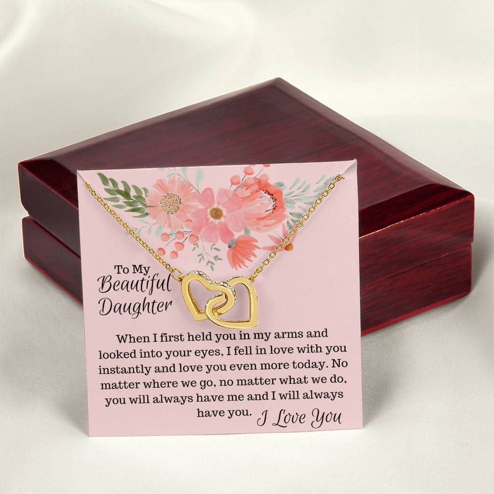 To My Beautiful Daughter - Interlocked Hearts Interlocking Hearts Necklace