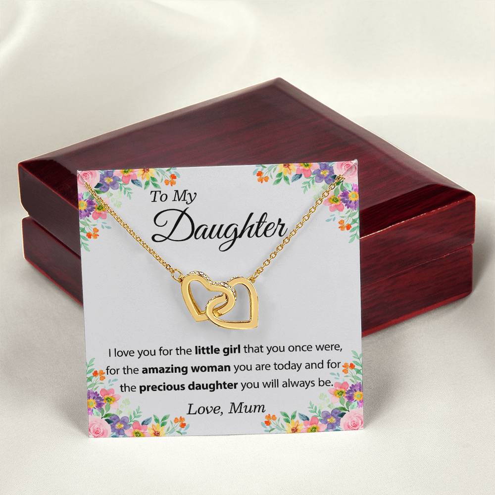To My Daughter Necklace From Mom - Mother Daughter Necklace Set Of Interlocking Hearts Necklace