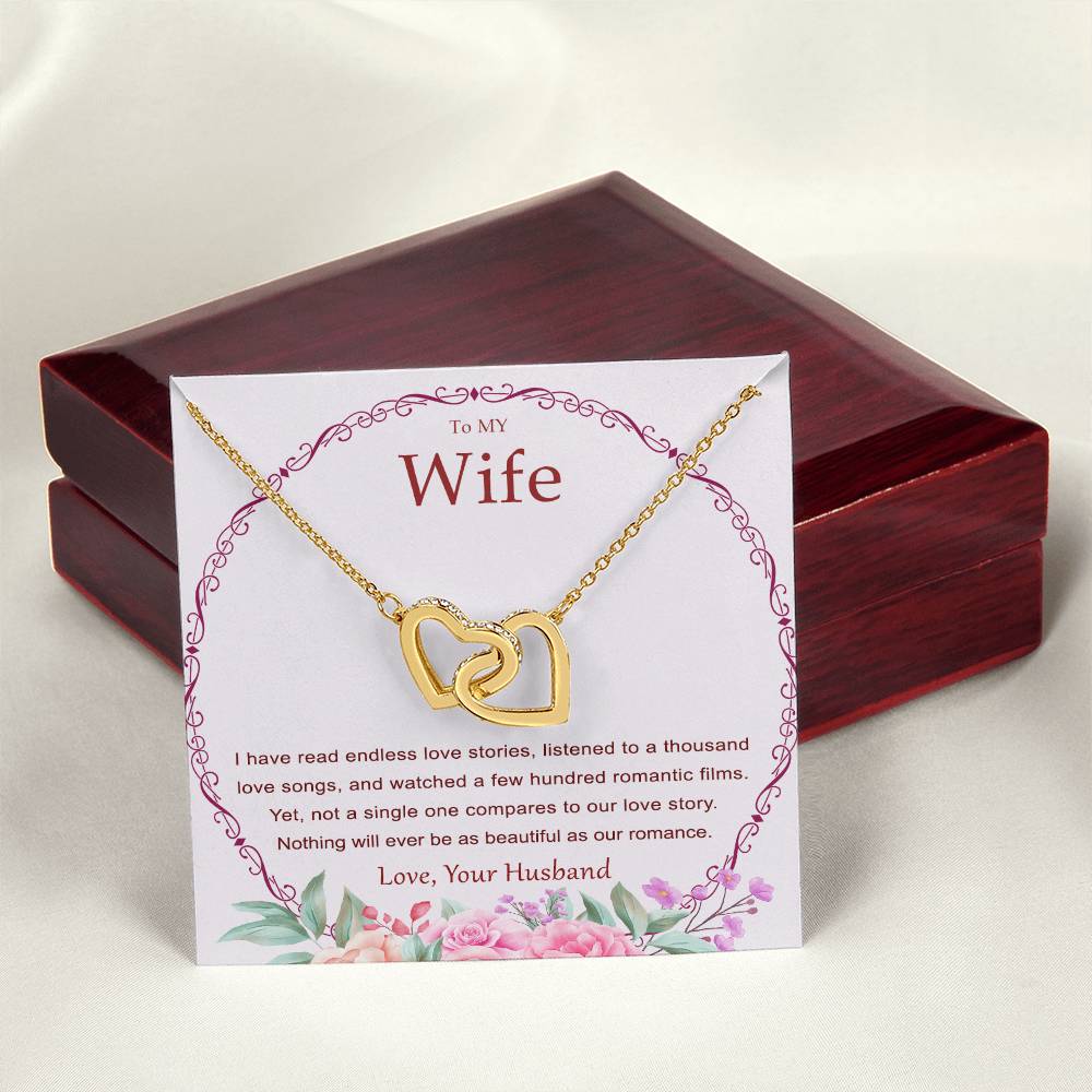 Interlocking Heart Necklace For Wife. Heart Touching Message Card Included. Interlocking Hearts Necklace