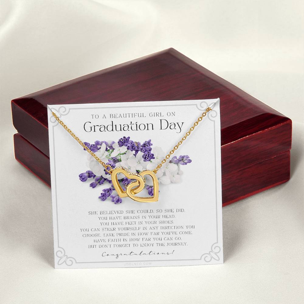 Graduation Gift Necklace For Daughter College Graduation Gift For Her High School Senior Graduation Mba Phd Master Class Of Interlocking Hearts Necklace