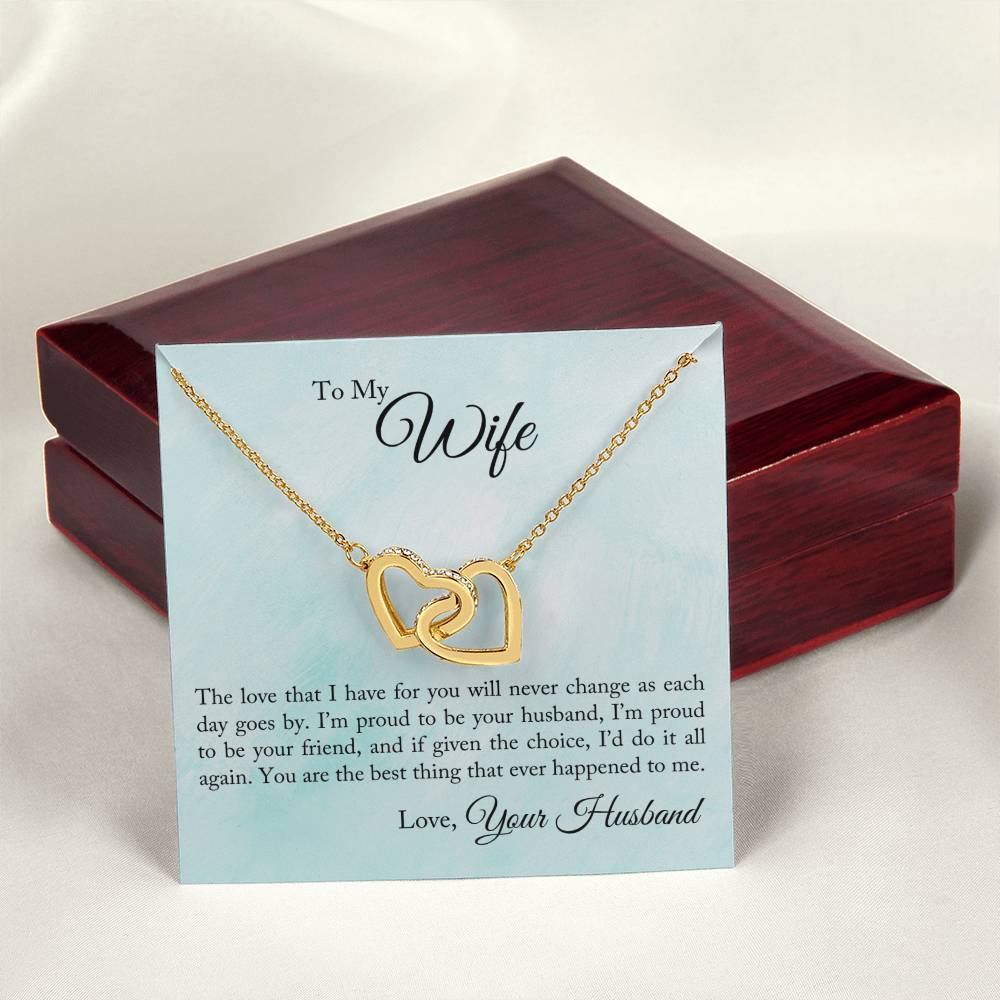 To My Wife - I'M Proud To Be Your Husband - Interlocking Heart Necklace Interlocking Hearts Necklace