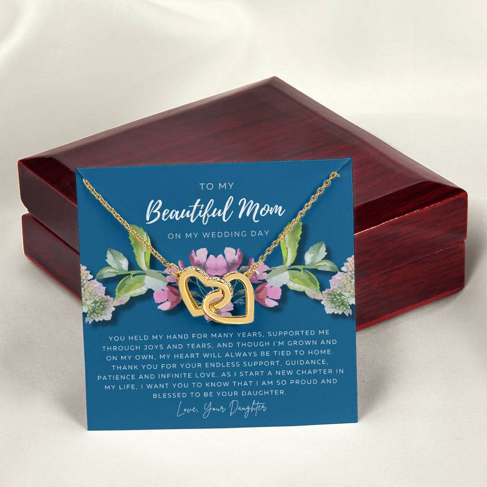 Mother Of The Bride Necklace Jewelry Gift From Bride To Mom Gift From Daughter On Wedding Day Gift For Mother On Wedding Day Interlocking Hearts Necklace