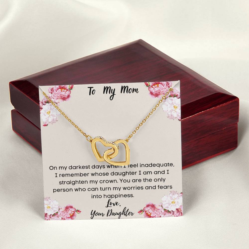 To My Mom From Your Daughter Interlocking Necklace Interlocking Hearts Necklace
