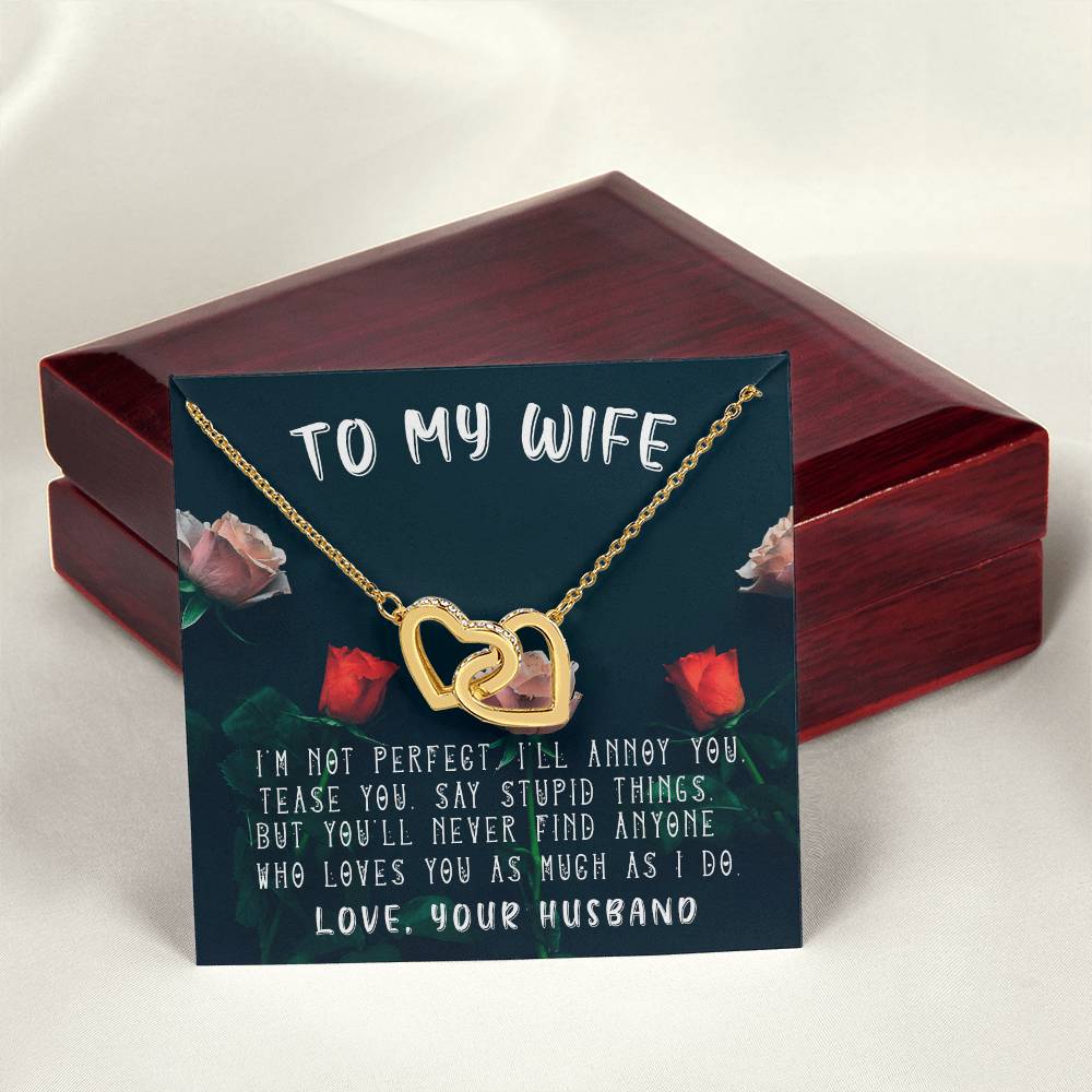 Husband To Wife - I'M Not Perfect Interlocking Hearts 3D Necklace Interlocking Hearts Necklace