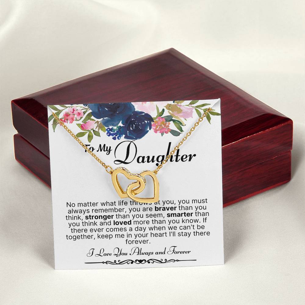 Interlocking Heart Necklace-To My Daughter Interlocking Hearts Necklace
