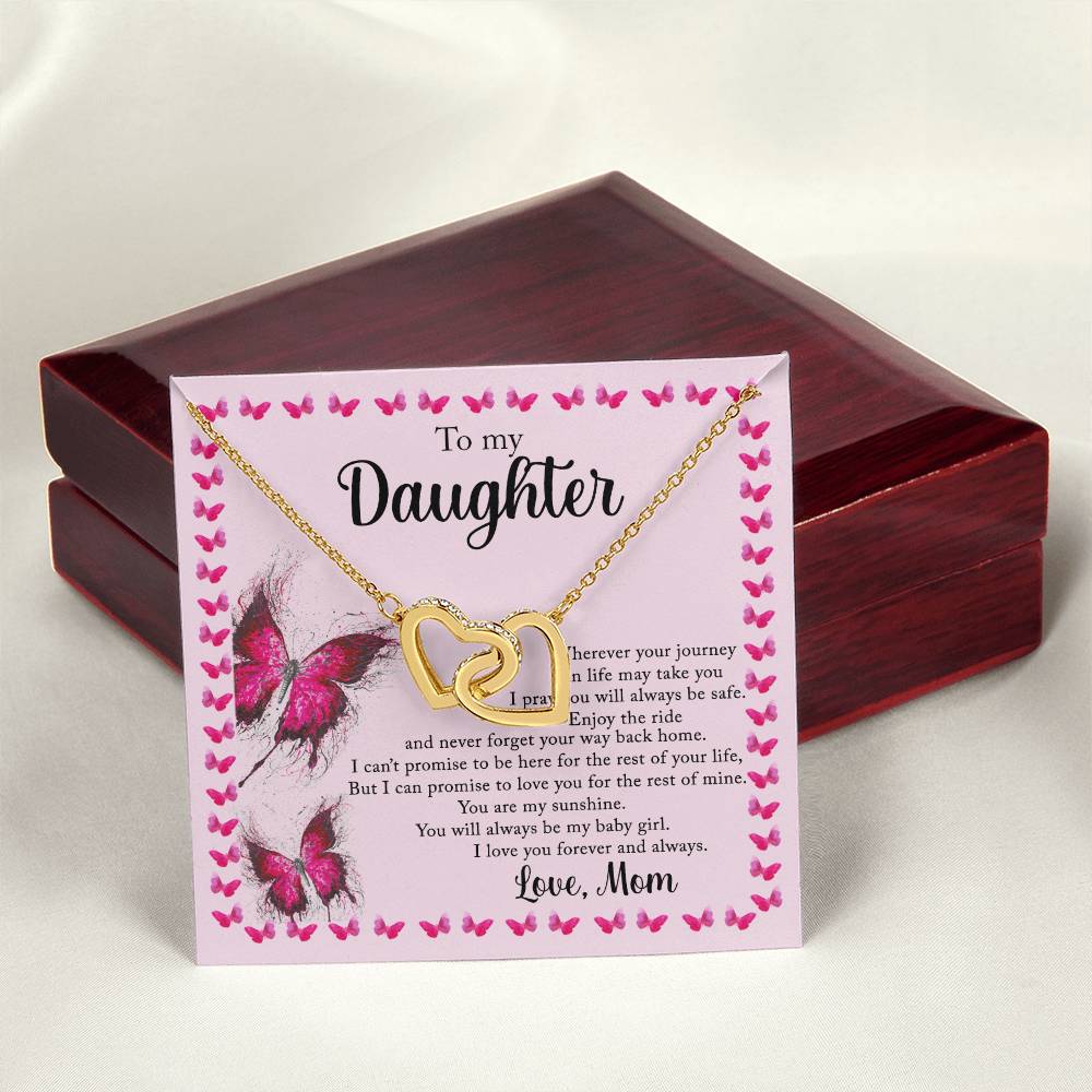 To My Daughter - I Love You Forever And Always - Love Mom Interlocking Hearts Necklace