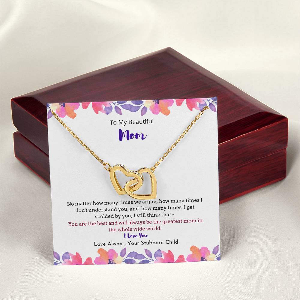 The Greatest Mom Necklace Interlocking Hearts Necklace