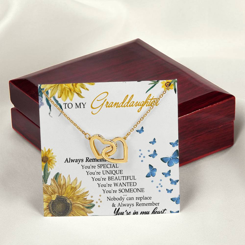 To My Granddaughter Interlocking Hearts Necklace Message Card