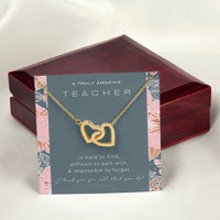 Teacher Gift Gift For Teacher Necklace A Truly Amazing Teacher Appreciation Gift Interlocking Hearts Necklace