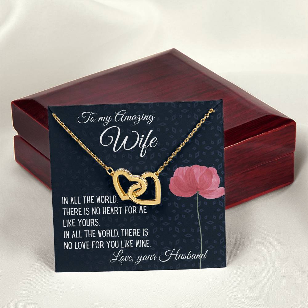 Gift For Wife There Is No Heart For Me Like Yours Interlocking Hearts Necklace B