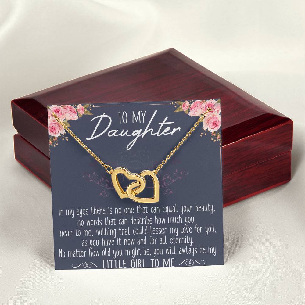 To My Daughter Interlocking Hearts Necklace Message Card
