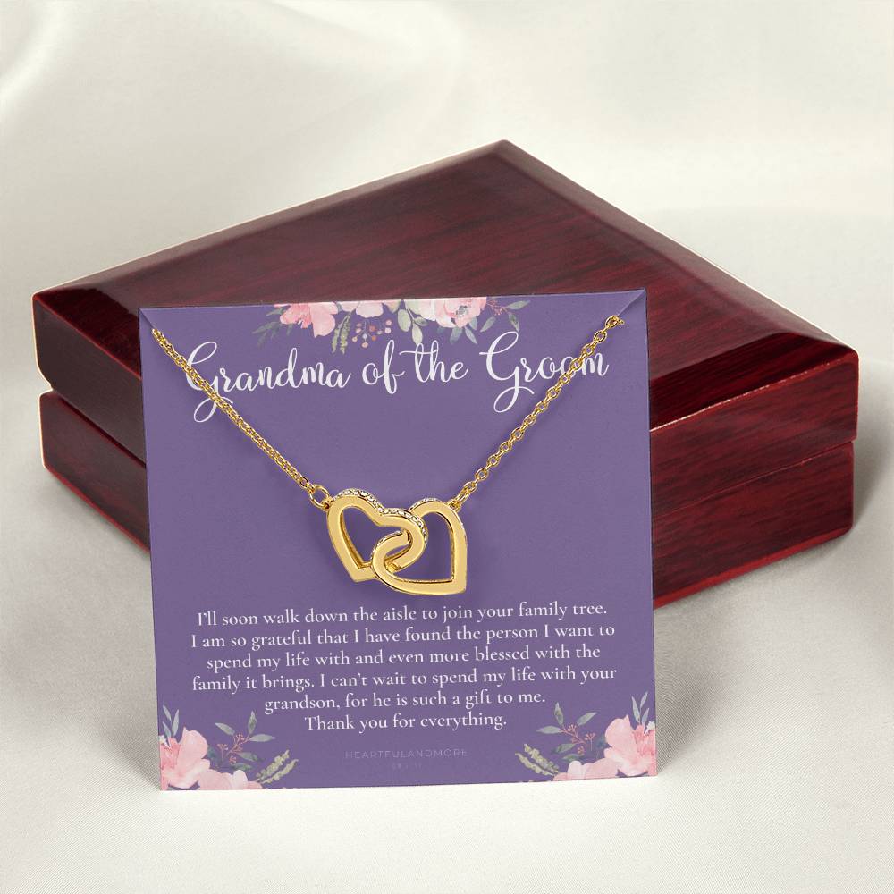 Grandmother Of The Groom Gift Necklace Grandma Wedding Gift Nana Bridal Shower Rehearsal Dinner Thank You Gift Interlocking Hearts Necklace
