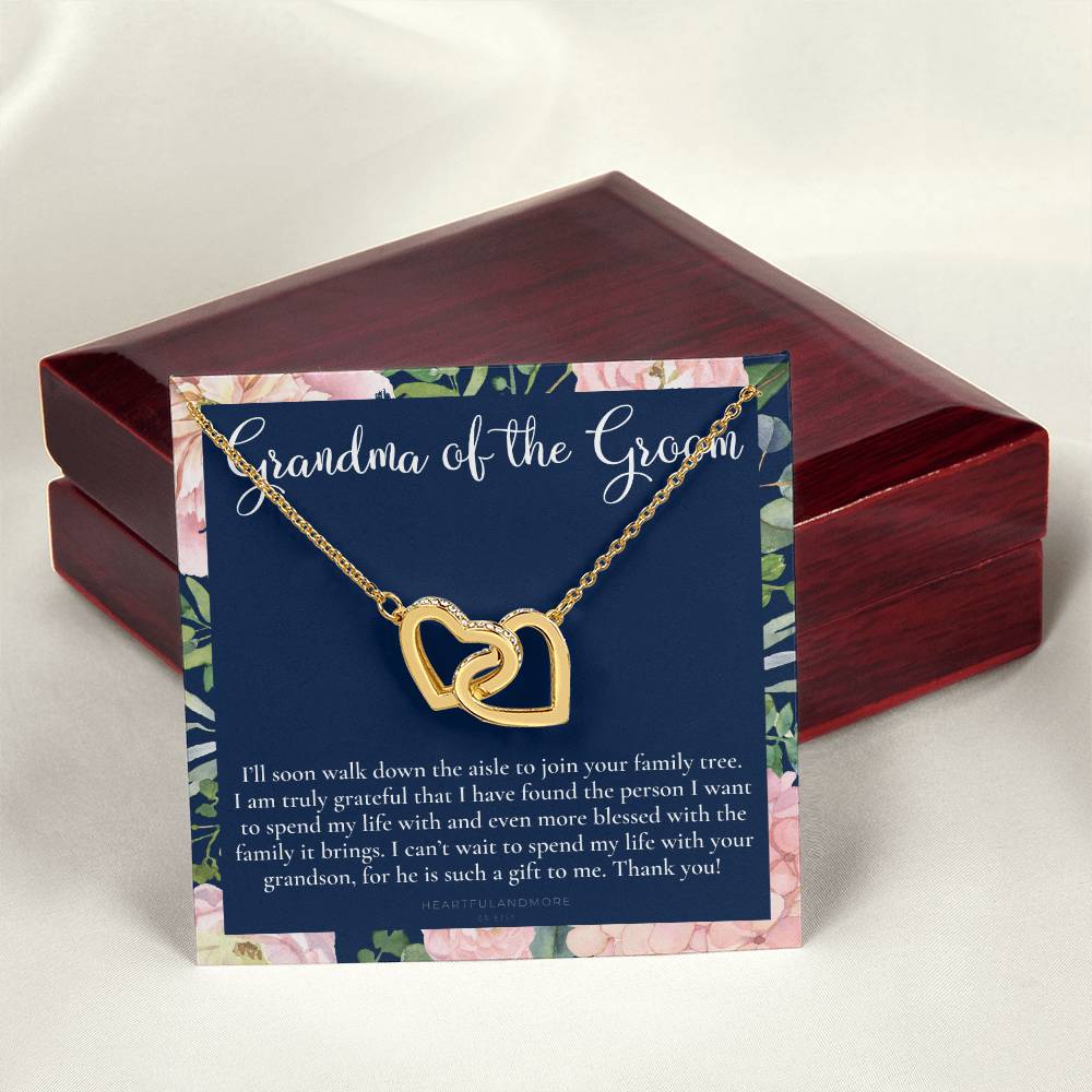Grandmother Of The Groom Gift Necklace Grandma Wedding Gift Nana Bridal Shower Rehearsal Dinner Thank You Gift Interlocking Hearts Necklace