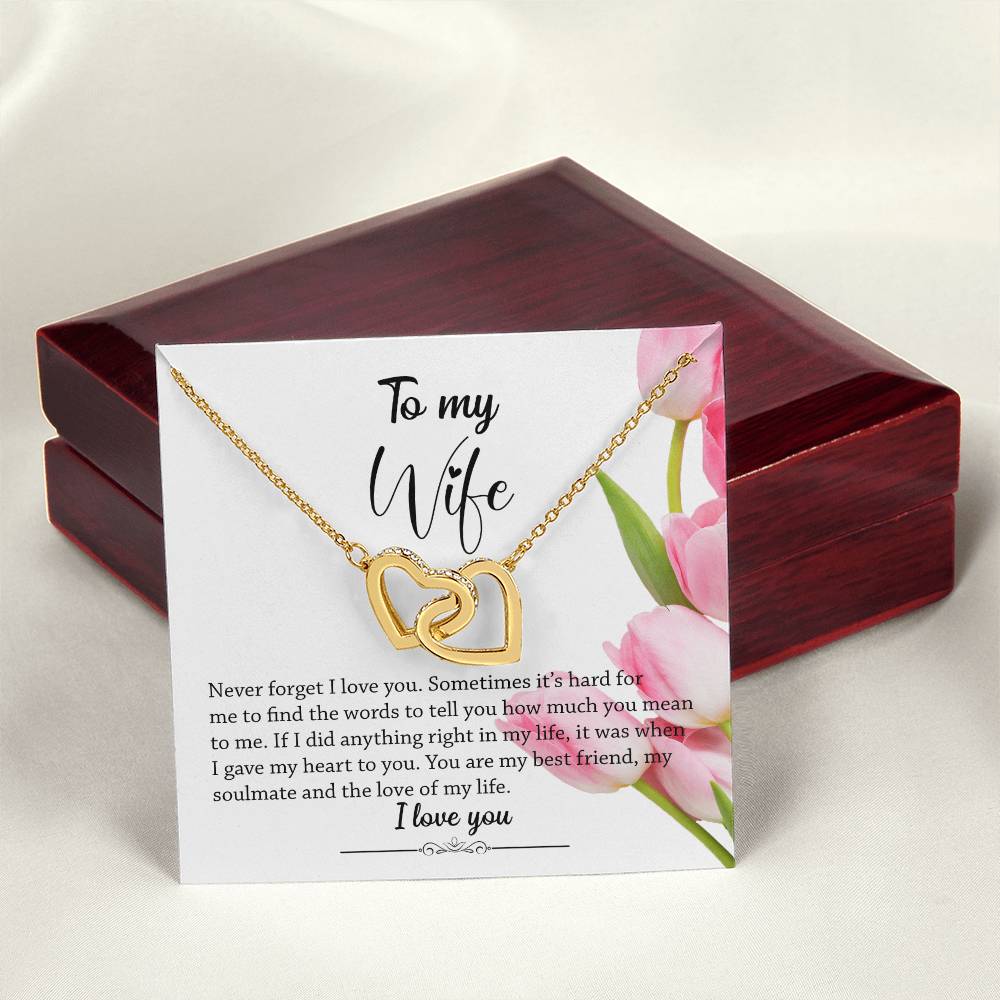 Interlocking Hearts - Pink Tulips Interlocking Hearts Necklace