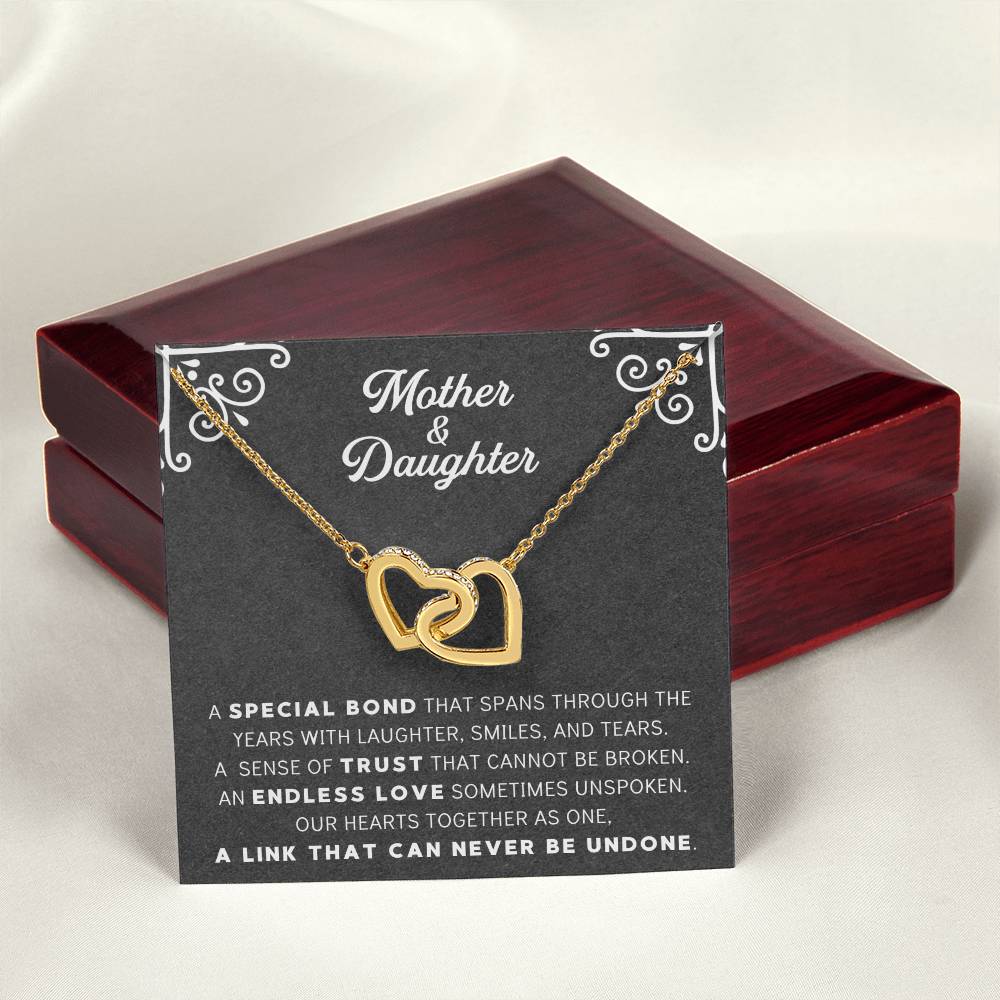 Linked Double Heart Necklace For Mother Daughter Gift Minimalist Jewelry Gift For Daughter Mothers Day Sentimental Jewelry Gift For Mom Interlocking Hearts Necklace