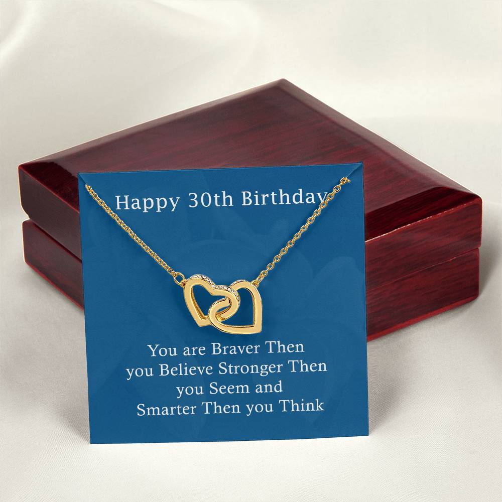 Happy 30Th Birthday Gifts For Girls Or Women Interlocking Hearts Necklace